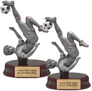 Soccer Pewter & Gold Resin Sculptures on Piano Finish Base- Male