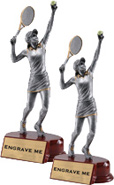 Tennis Pewter & Gold Resin Sculptures on Piano Finish Base- Female