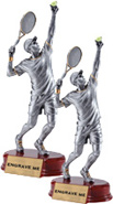 Tennis Pewter & Gold Resin Sculptures on Piano Finish Base- Male