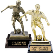 Soccer Bright & Antiqued Gold Tone Figure Trophies