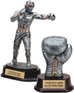 Pewter & Gold Resin Boxing Sculptures
