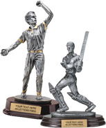 Pewter & Gold Resin Cricket Sculptures