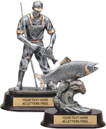 Pewter & Gold Resin Fishing Sculptures