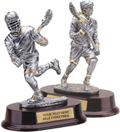 Pewter & Gold Resin Lacrosse Sculptures