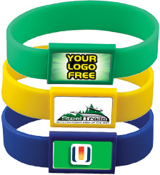 Custom Silicone Wristbands w/ Large Plastic Patch