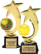 Softball Shooting Star Trophies on Synthetic Bases