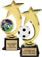 Soccer Shooting Star Trophies on Synthetic Bases