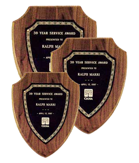 American Walnut Shield Plaques with Decorative Border - Engraved