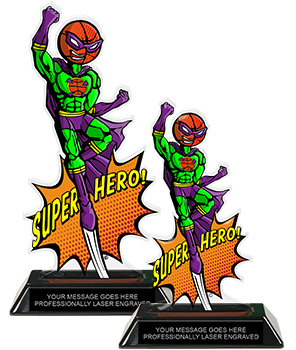 Basketball Super Hero Acrylic Trophies - Male