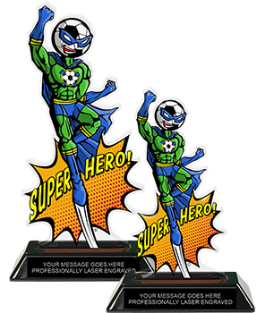 Soccer Super Hero Acrylic Trophies- Male 