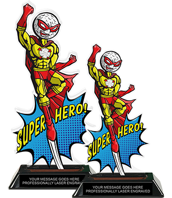 Golf Super Hero Acrylic Trophies- Male