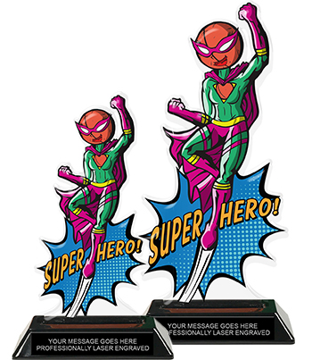 Lacrosse Super Hero Acrylic Trophies- Female 