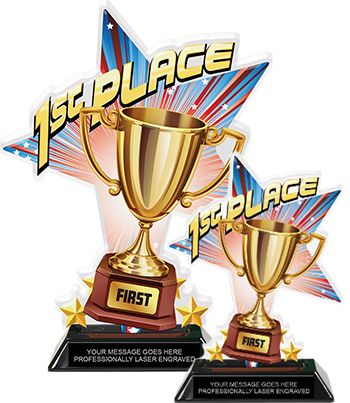 Star 1st 2nd or 3rd Place Trophy Award 8.25 cm FREE Engraving up to 30 Letters 
