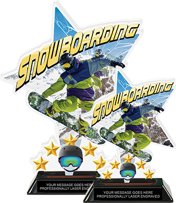 Snowboarding Shattered Star Colorix Acrylic Trophies