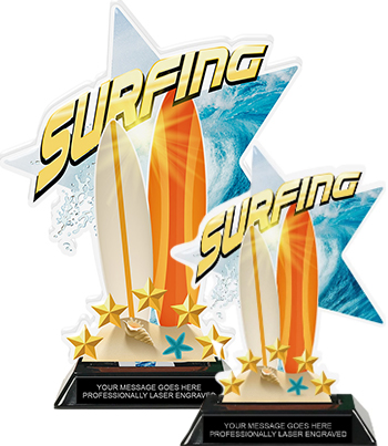 Surfing Shattered Star Colorix Acrylic Trophies