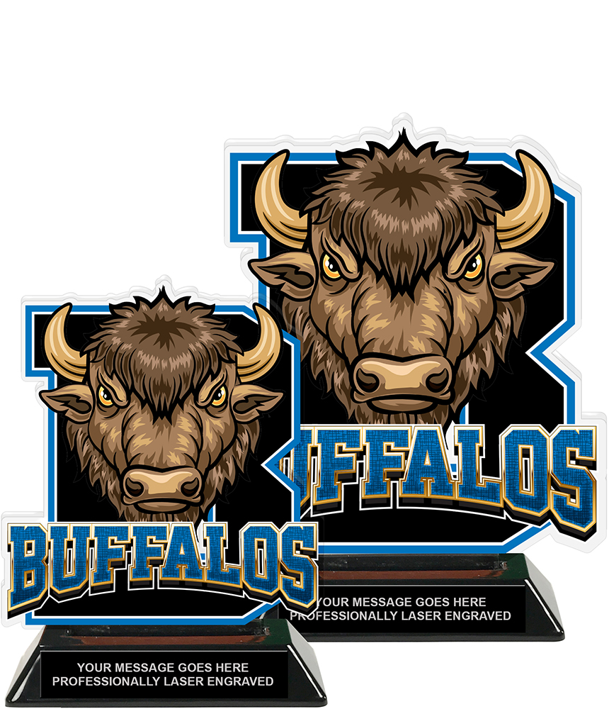 Buffalos Mascot Colorix-T Acrylic Trophies - Blue