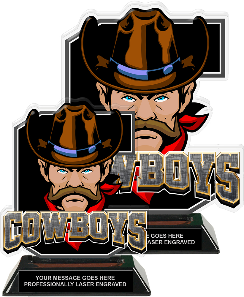 Cowboys Mascot Colorix-T Acrylic Trophies - Black
