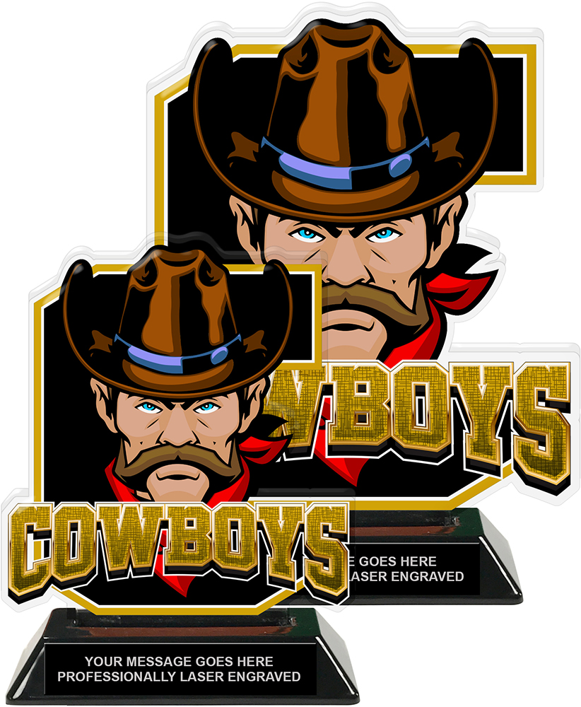 Cowboys Mascot Colorix-T Acrylic Trophies - Gold