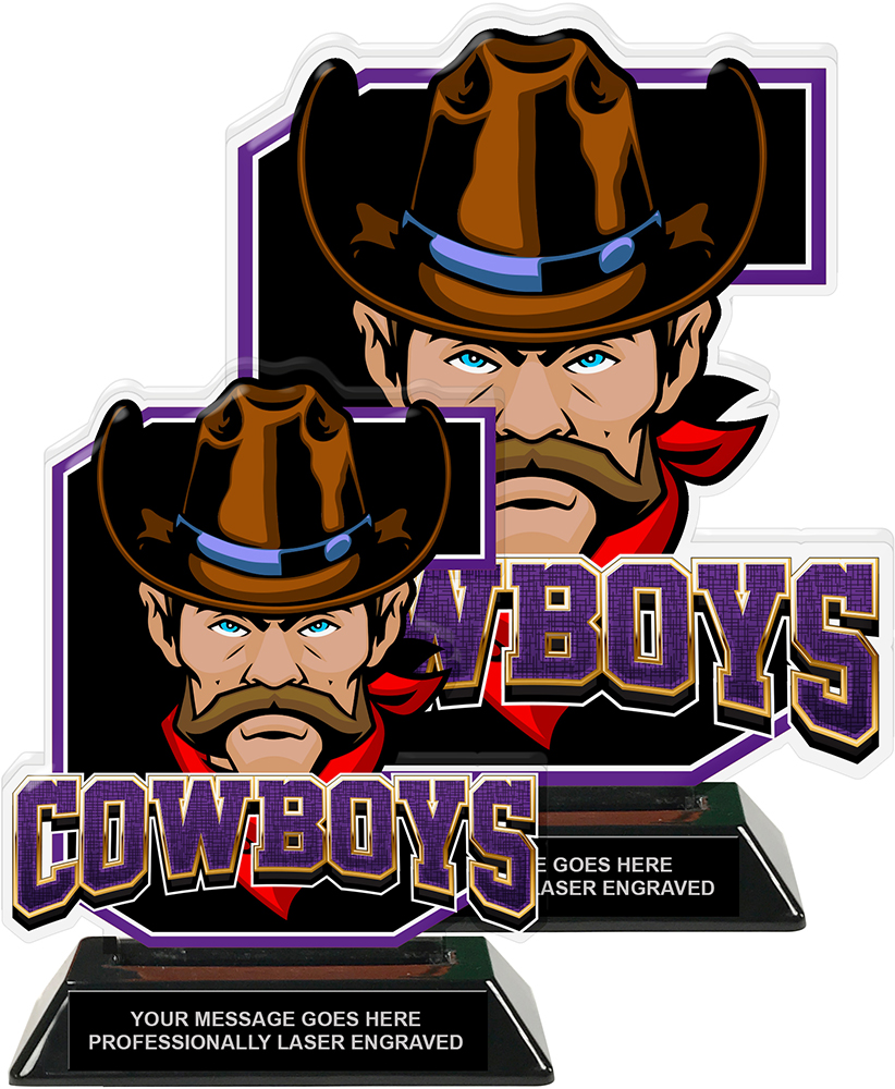 Cowboys Mascot Colorix-T Acrylic Trophies - Purple