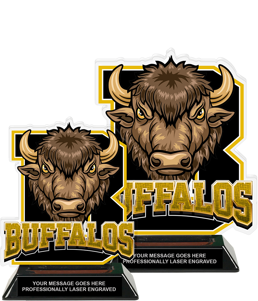 Buffalos Mascot Colorix-T Acrylic Trophies - Gold
