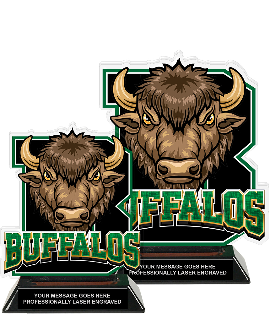 Buffalos Mascot Colorix-T Acrylic Trophies - Green