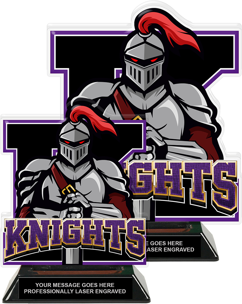 Knights Mascot Colorix-T Acrylic Trophies - Purple