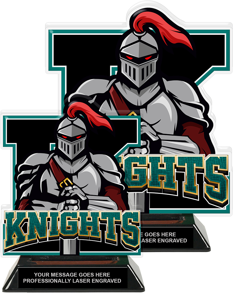 Knights Mascot Colorix-T Acrylic Trophies - Teal