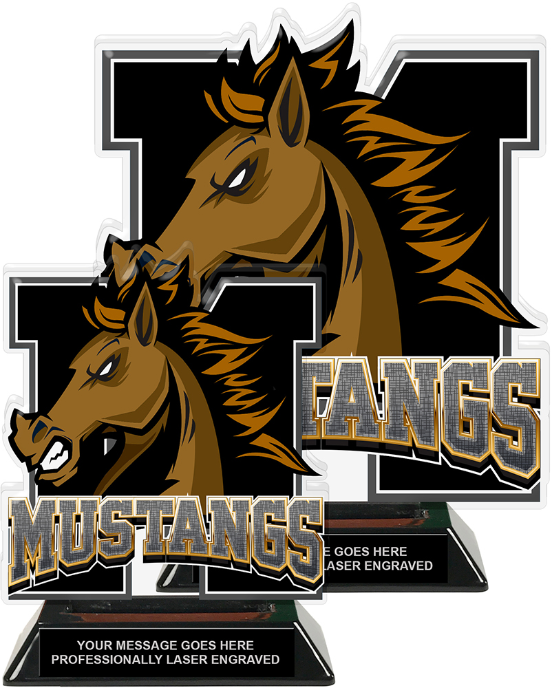 Mustangs Mascot Colorix-T Acrylic Trophies - Black