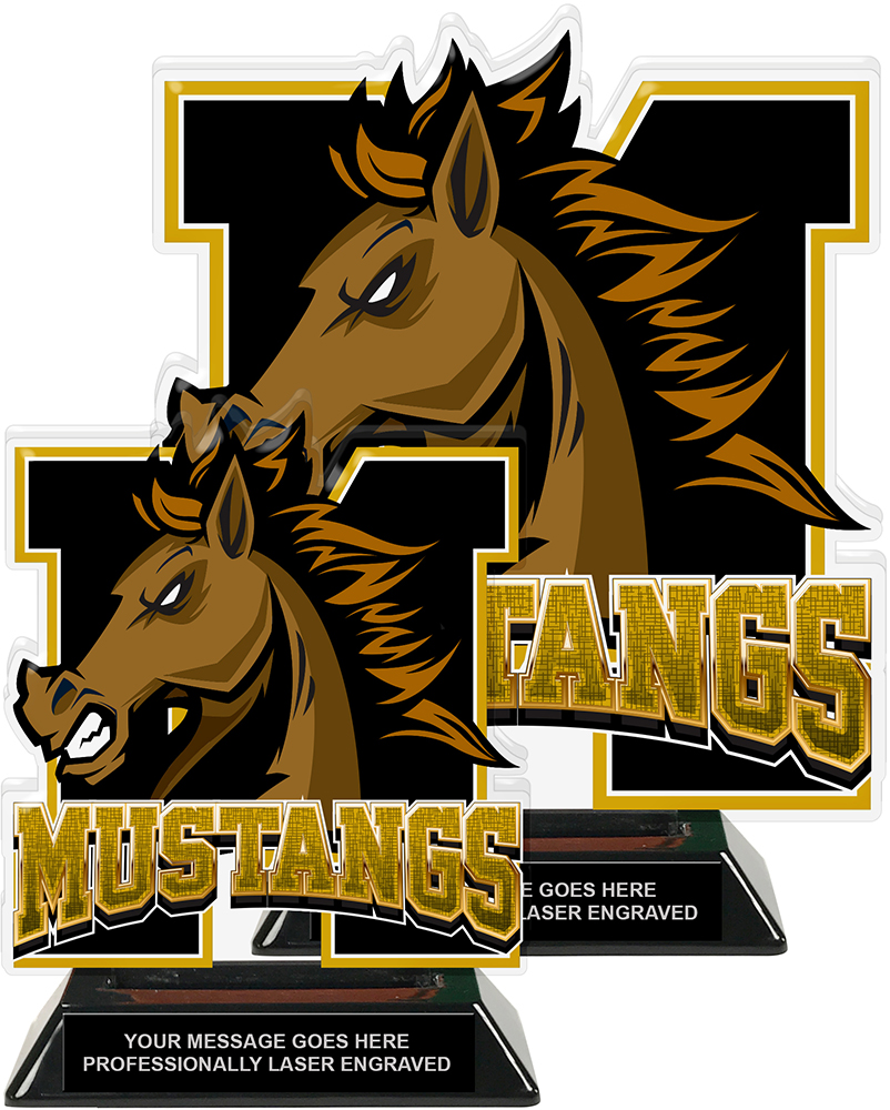 Mustangs Mascot Colorix-T Acrylic Trophies - Gold
