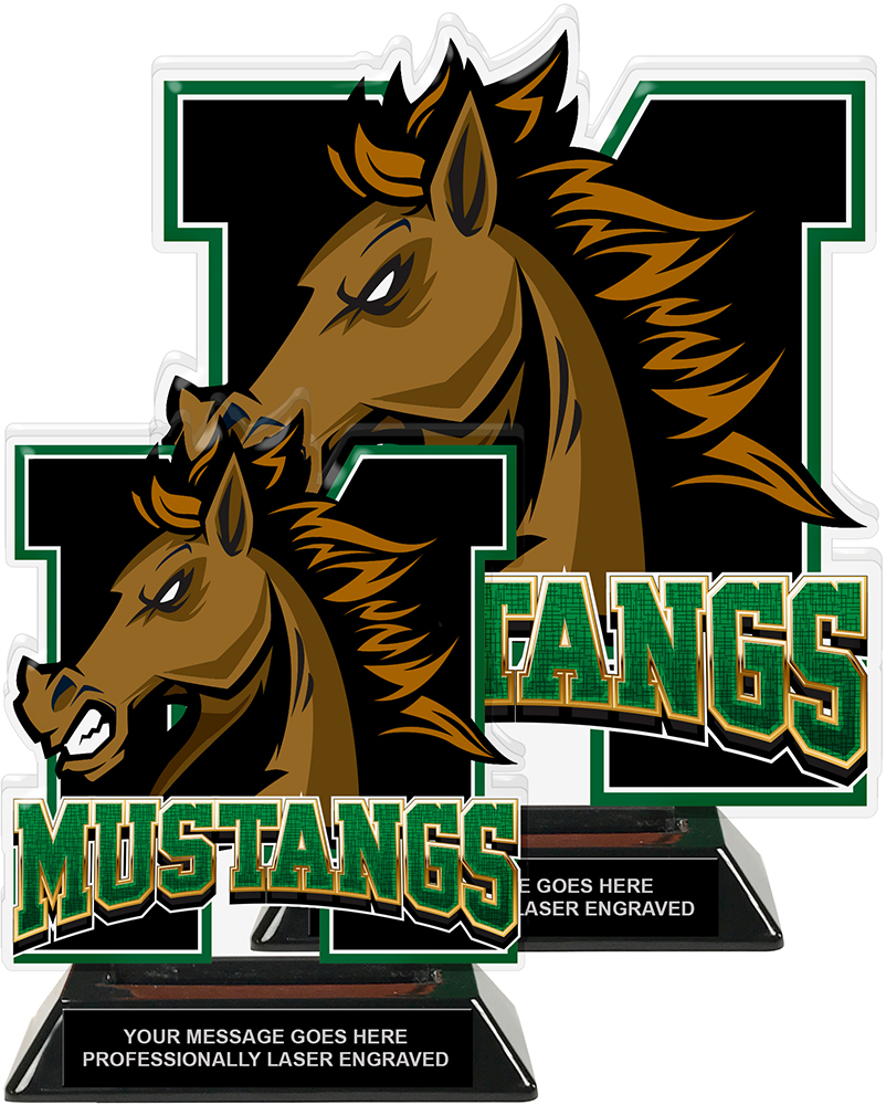 Mustangs Mascot Colorix-T Acrylic Trophies - Green