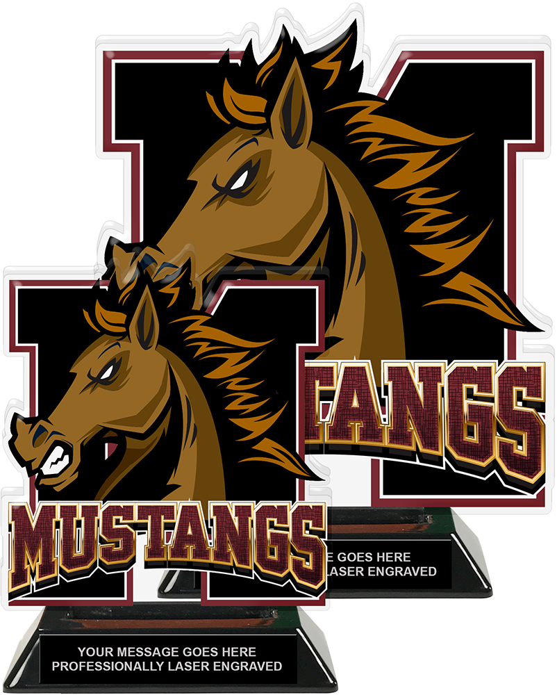 Mustangs Mascot Colorix-T Acrylic Trophies - Maroon