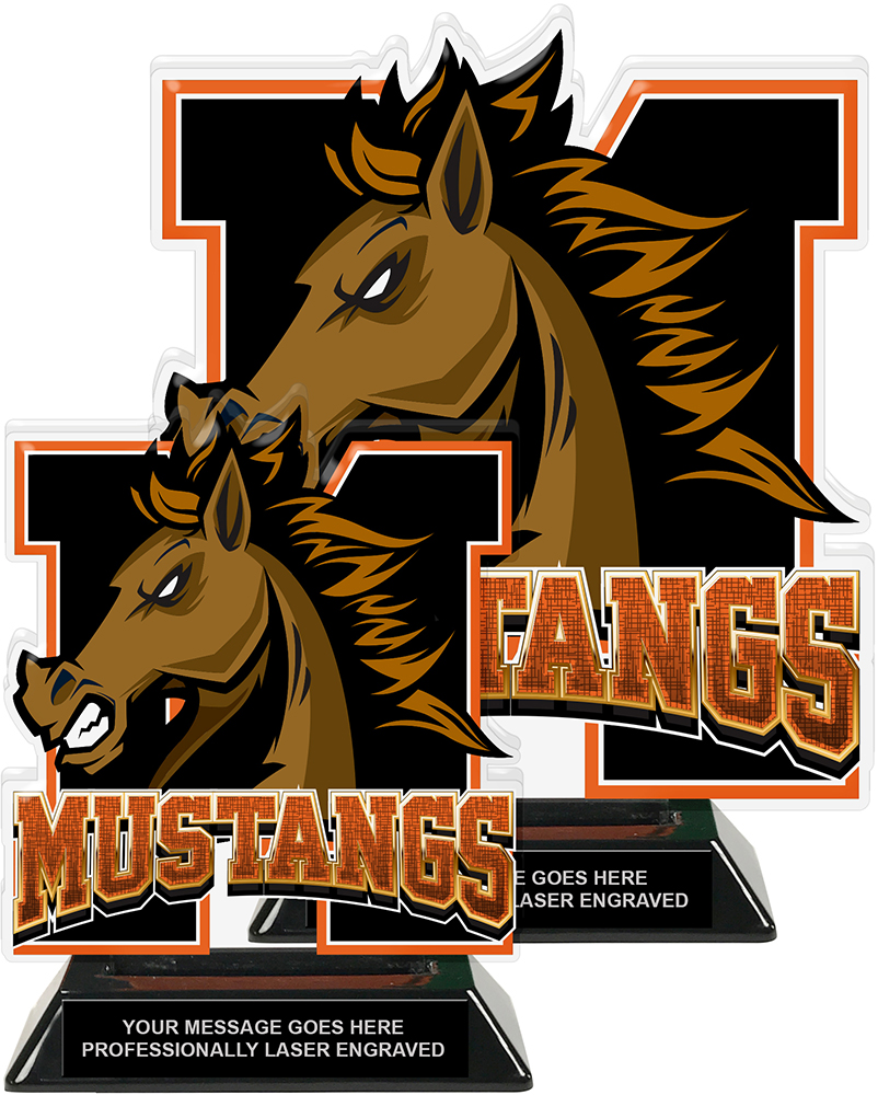 Mustangs Mascot Colorix-T Acrylic Trophies - Orange