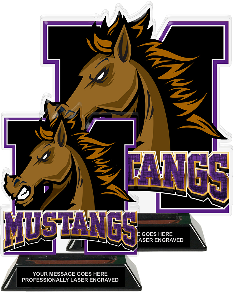 Mustangs Mascot Colorix-T Acrylic Trophies - Purple