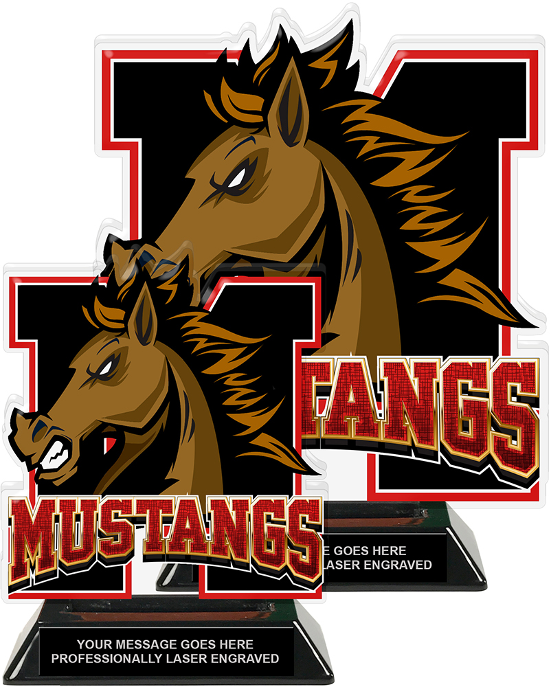 Mustangs Mascot Colorix-T Acrylic Trophies - Red