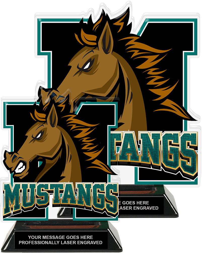 Mustangs Mascot Colorix-T Acrylic Trophies - Teal