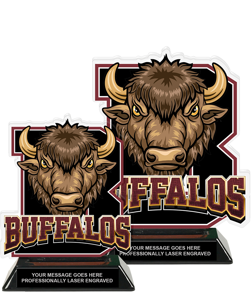 Buffalos Mascot Colorix-T Acrylic Trophies - Maroon