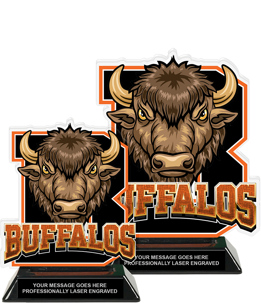 Buffalos Mascot Colorix-T Acrylic Trophies - Orange