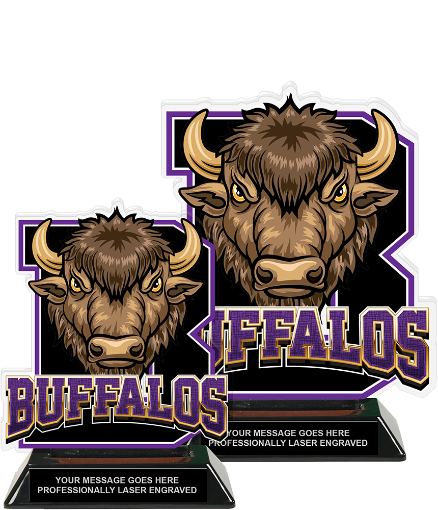 Buffalos Mascot Colorix-T Acrylic Trophies - Purple