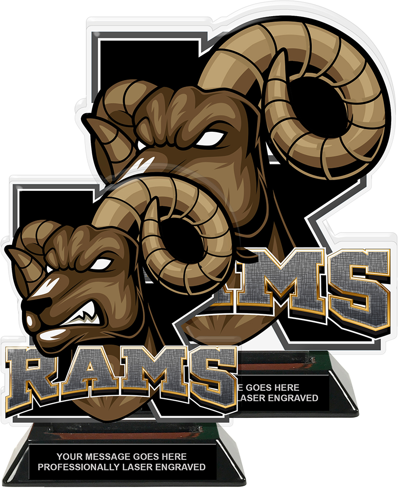 Rams Mascot Colorix-T Acrylic Trophies - Black
