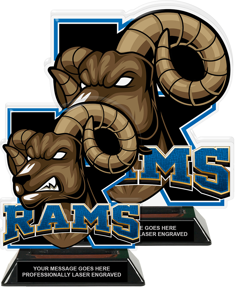 Rams Mascot Colorix-T Acrylic Trophies - Blue