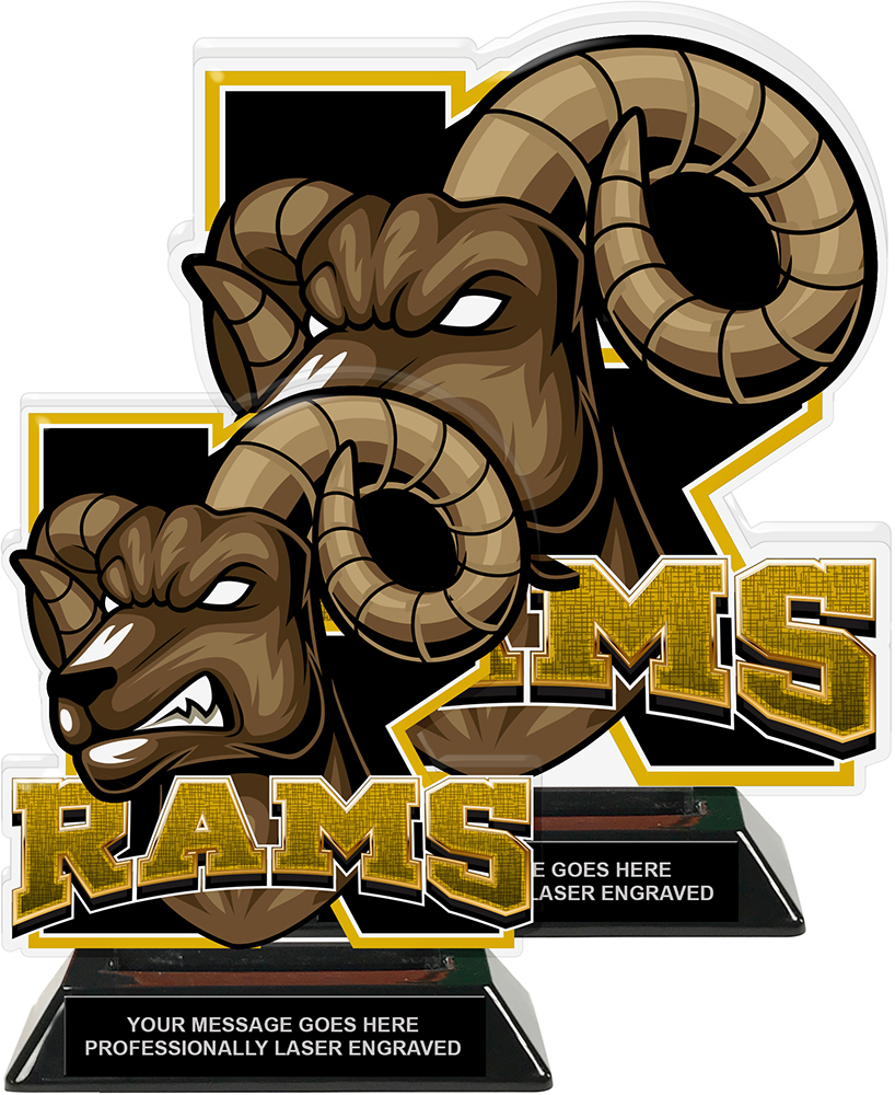 Rams Mascot Colorix-T Acrylic Trophies - Gold
