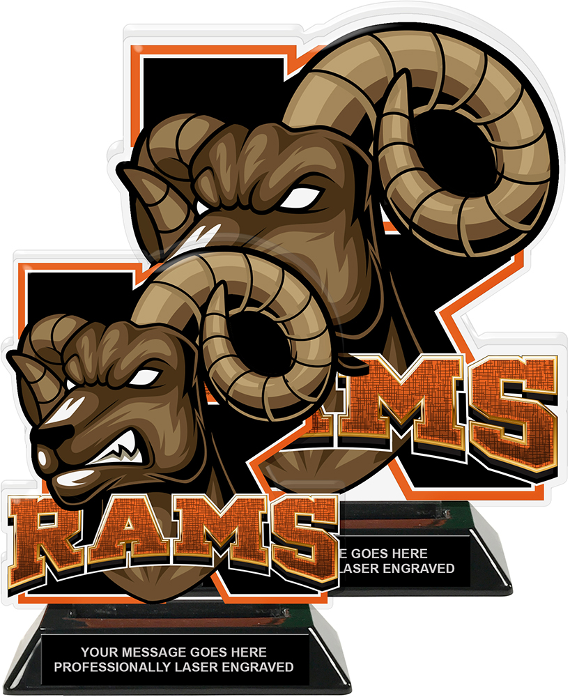 Rams Mascot Colorix-T Acrylic Trophies - Orange