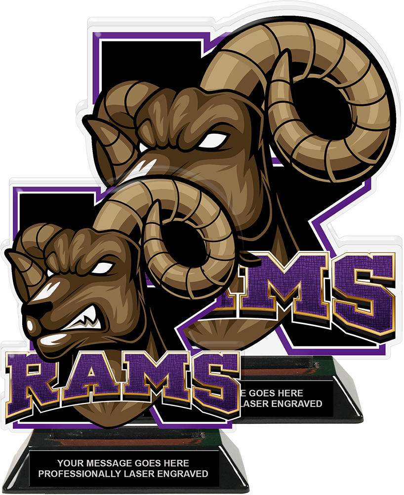 Rams Mascot Colorix-T Acrylic Trophies - Purple