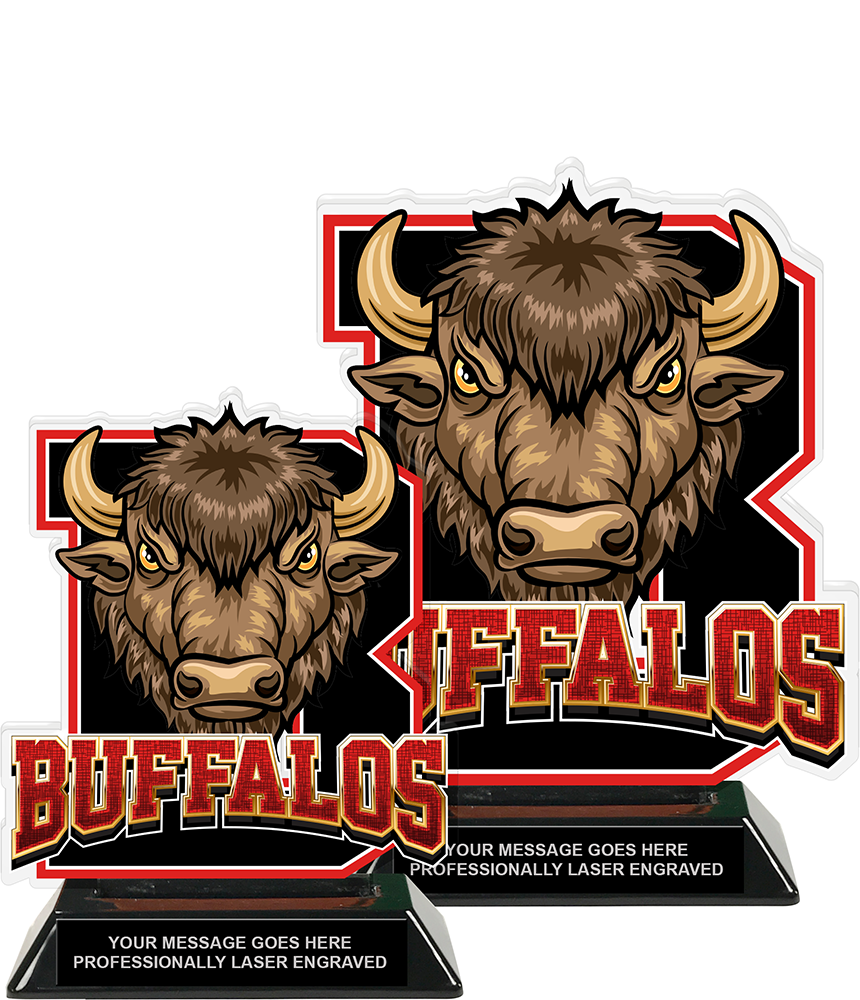 Buffalos Mascot Colorix-T Acrylic Trophies - Red