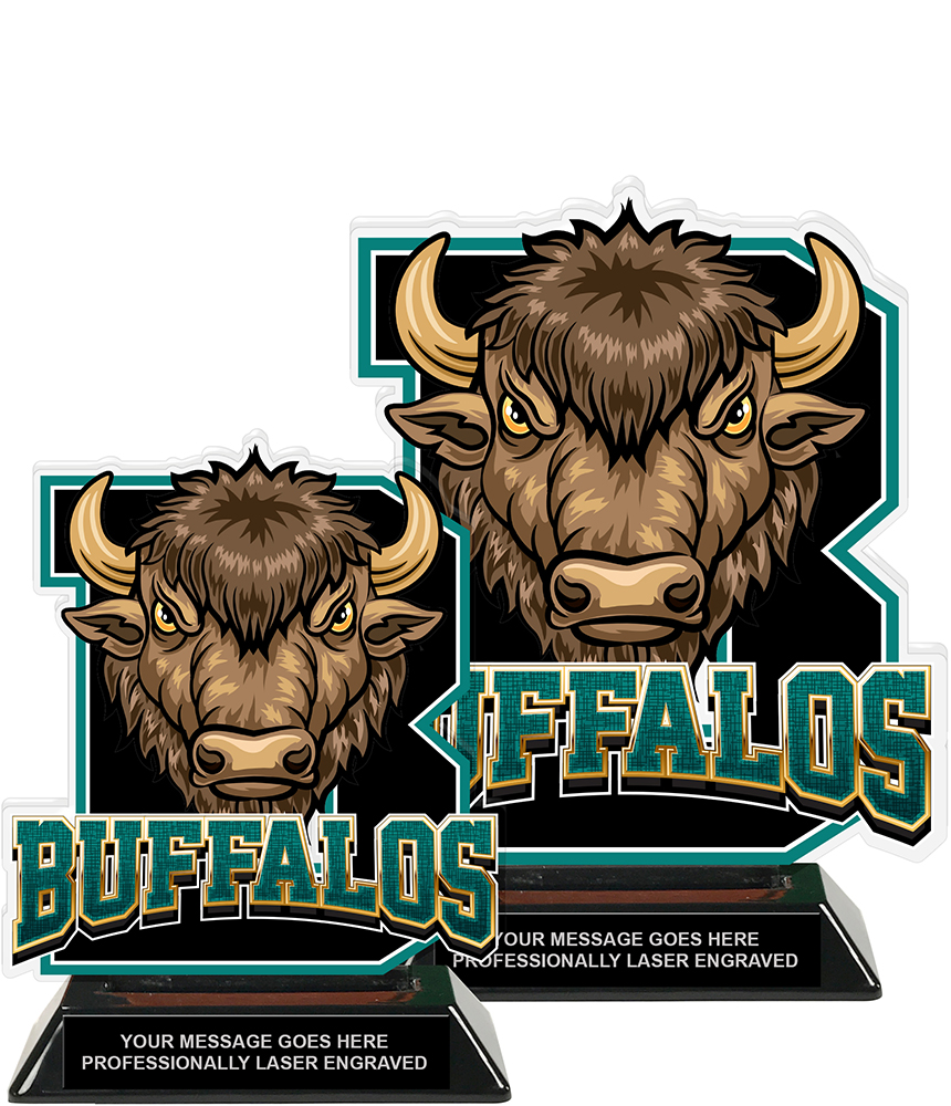 Buffalos Mascot Colorix-T Acrylic Trophies - Teal