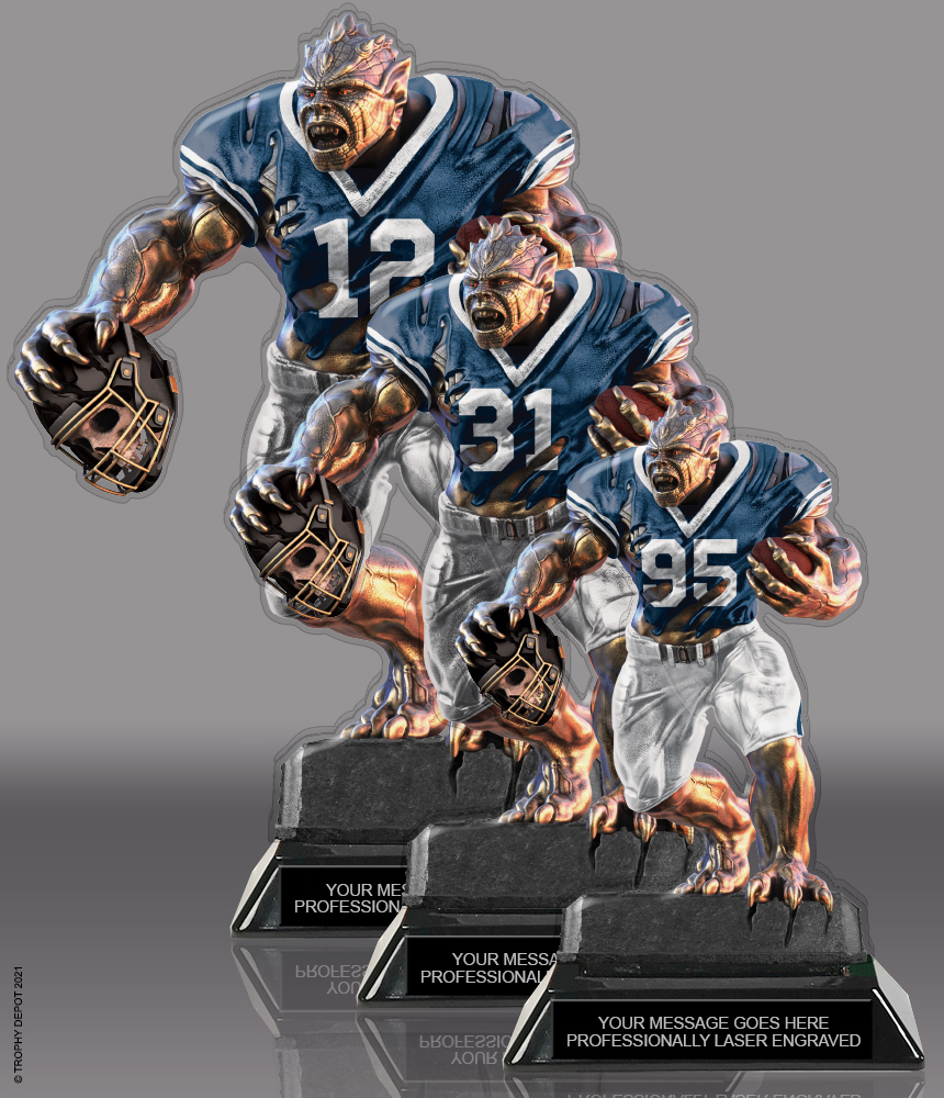 Beast Football Choose Your Number Acrylic Trophies - Navy