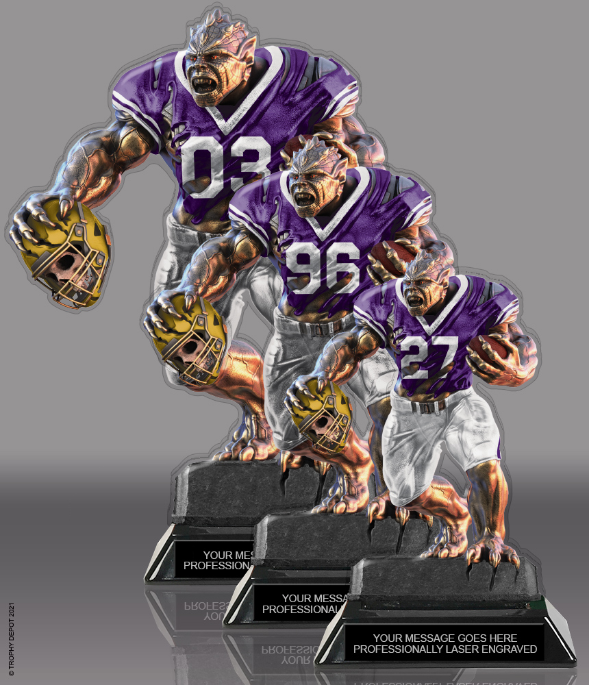 Beast Football Choose Your Number Acrylic Trophies - Purple