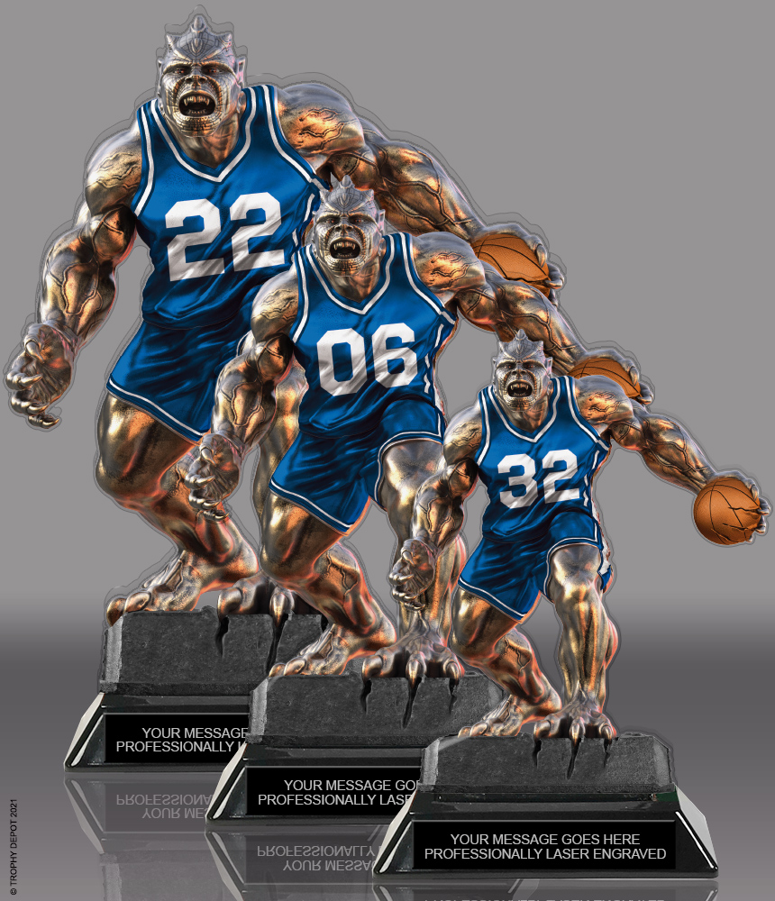 Beast Basketball Choose Your Number Acrylic Trophies - Blue