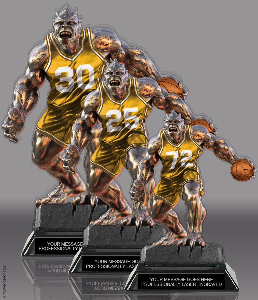 Beast Basketball Choose Your Number Acrylic Trophies - Gold