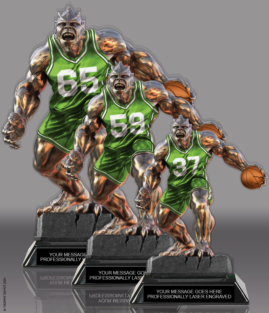 Beast Basketball Choose Your Number Acrylic Trophies - Green